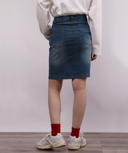 美品 フォクシーブティック ストレッチ 膝丈 ミディ丈 デニム 台形 スカート y5031178_6.jpg