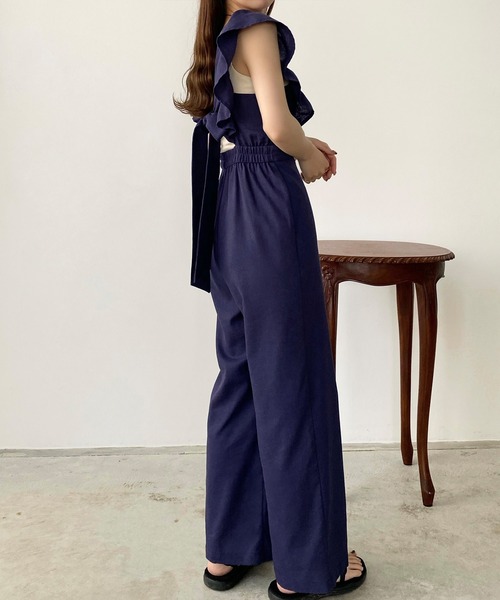 セール】バックリボンフリルオールインワン（つなぎ