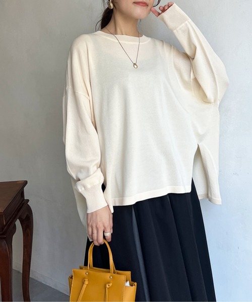 Chez toi(シェトワ)の「サイドスリットBIGシルエットプルオーバー(ニット/セーター・レディース・オレンジ/ブルー/オフホワイト/ブラック/ホワイト系その他・FREE)」の22枚目の写真