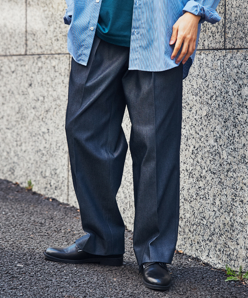 EDIFICE(エディフィス)の「"E"TROUSERS(E-5) SOLOTEX(R) デニム 2タック ワイドパンツ(スラックス・メンズ・ブラック/ネイビー・LARGE/MEDIUM/SMALL)」の6枚目の写真