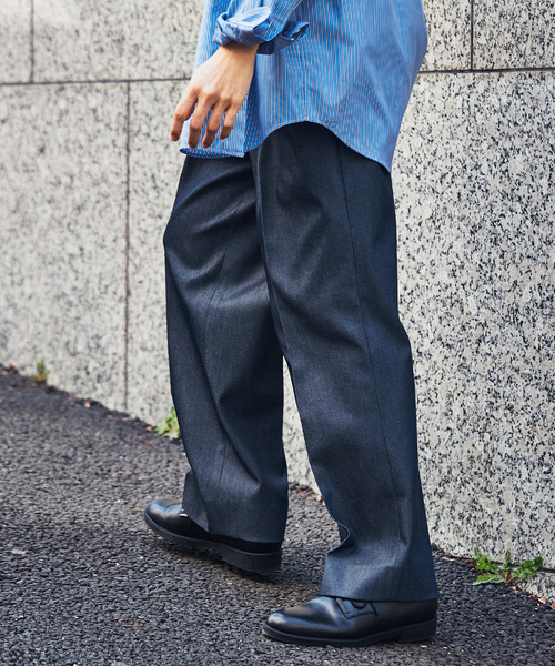 EDIFICE(エディフィス)の「"E"TROUSERS(E-5) SOLOTEX(R) デニム 2タック ワイドパンツ(スラックス・メンズ・ブラック/ネイビー・LARGE/MEDIUM/SMALL)」の7枚目の写真