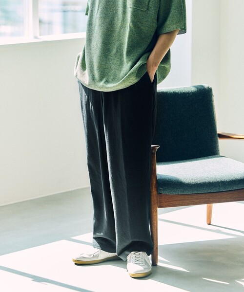FREAK'S STORE(フリークスストア)の「KONECO/コネーソ 別注 リネンレーヨンイージパンツ/リラックスシルエット(その他パンツ・メンズ・オフホワイト/ブラック/チャコールグレー/ベージュ/グリーン・MEDIUM/LARGE)」の3枚目の写真