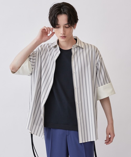 Lui's(ルイス)の「ワイドストライプシャツ(シャツ/ブラウス・メンズ・ブルー/ホワイト・S/M)」の1枚目の写真
