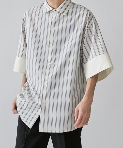 Lui's(ルイス)の「ワイドストライプシャツ(シャツ/ブラウス・メンズ・ブルー/ホワイト・S/M)」の4枚目の写真