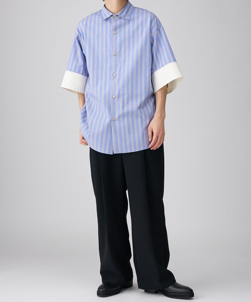 Lui's(ルイス)の「ワイドストライプシャツ(シャツ/ブラウス・メンズ・ブルー/ホワイト・S/M)」の8枚目の写真