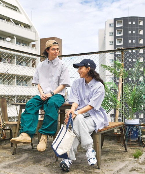 BARK MANHATTAN（バークマンハッタン）の「ビックシルエットオックスフォードボタンダウン半袖シャツ（シャツ/ブラウス・メンズ・ホワイト/グリーン系/ブラック系/ネイビー系/グレー系・L/M）」の6枚目の写真