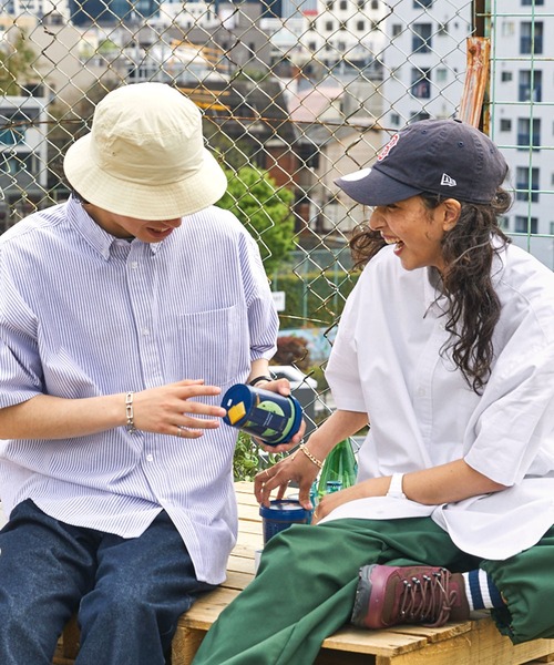 BARK MANHATTAN（バークマンハッタン）の「ビックシルエットオックスフォードボタンダウン半袖シャツ（シャツ/ブラウス・メンズ・ホワイト/グリーン系/ブラック系/ネイビー系/グレー系・L/M）」の9枚目の写真