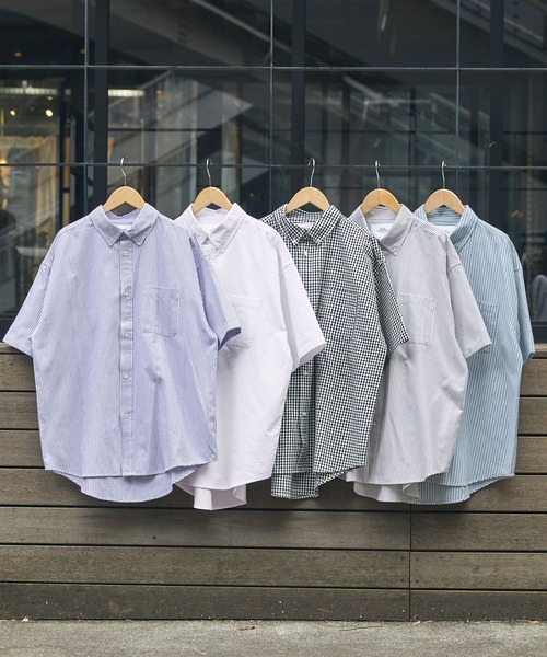 BARK MANHATTAN（バークマンハッタン）の「ビックシルエットオックスフォードボタンダウン半袖シャツ（シャツ/ブラウス・メンズ・ホワイト/グリーン系/ブラック系/ネイビー系/グレー系・L/M）」の10枚目の写真