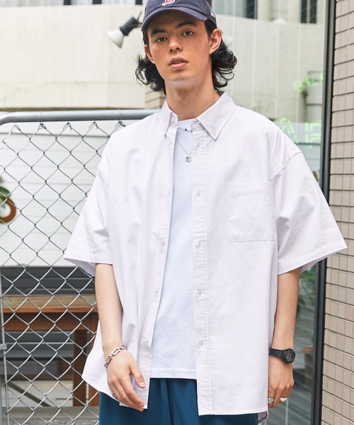 BARK MANHATTAN（バークマンハッタン）の「ビックシルエットオックスフォードボタンダウン半袖シャツ（シャツ/ブラウス・メンズ・ホワイト/グリーン系/ブラック系/ネイビー系/グレー系・L/M）」の11枚目の写真