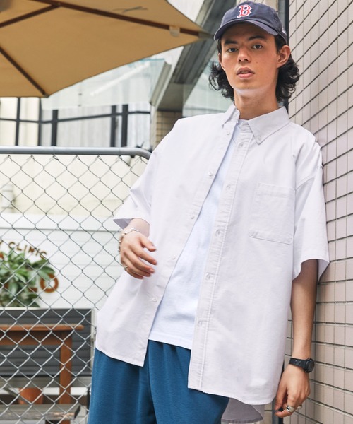 BARK MANHATTAN（バークマンハッタン）の「ビックシルエットオックスフォードボタンダウン半袖シャツ（シャツ/ブラウス・メンズ・ホワイト/グリーン系/ブラック系/ネイビー系/グレー系・L/M）」の13枚目の写真