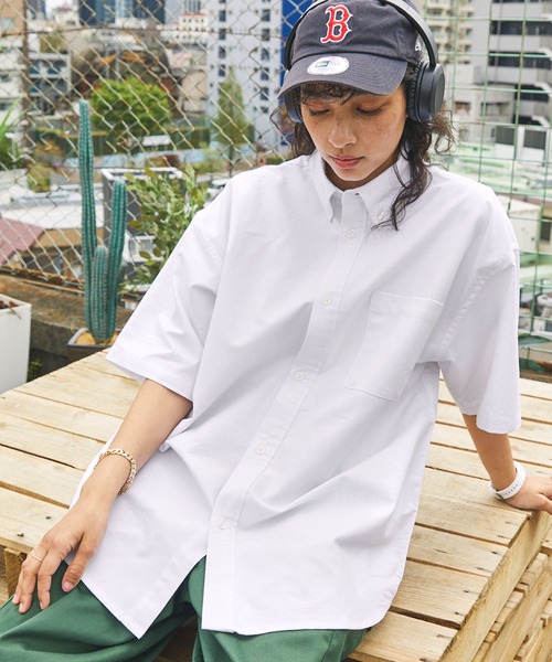 BARK MANHATTAN（バークマンハッタン）の「ビックシルエットオックスフォードボタンダウン半袖シャツ（シャツ/ブラウス・メンズ・ホワイト/グリーン系/ブラック系/ネイビー系/グレー系・L/M）」の20枚目の写真