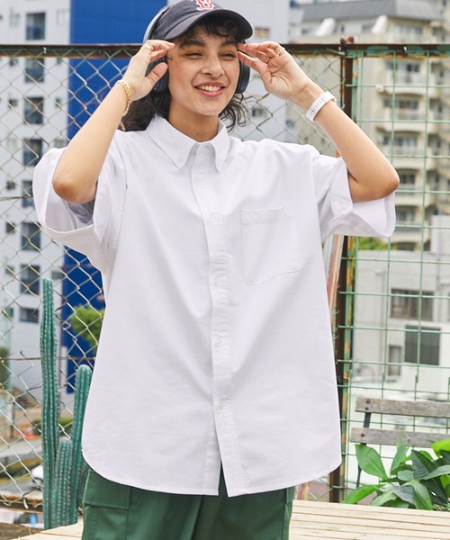 BARK MANHATTAN（バークマンハッタン）の「ビックシルエットオックスフォードボタンダウン半袖シャツ（シャツ/ブラウス・メンズ・ホワイト/グリーン系/ブラック系/ネイビー系/グレー系・L/M）」の21枚目の写真