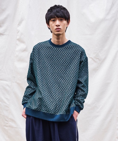 sneeuw（スニュウ）の「ストローパイルプルオーバー（スウェット・レディース・グリーン/アイボリー・1/3）」の2枚目の写真