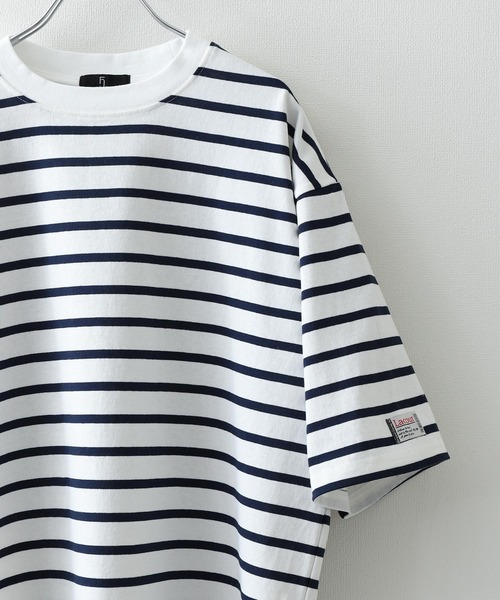 ZIP FIVE(ジップファイブ)の「【ZIP FIVE】【ユニセックス】袖ピスネーム入り ビッグシルエット マルチボーダー半袖Tシャツ(Tシャツ/カットソー・レディース・ホワイト×ブラック/ホワイト×グリーン/ホワイト×ブルー/クリーム/ホワイト×ネイビー/ブラック×ホワイト/ベージュ系・SMALL/LARGE/MEDIUM)」の17枚目の写真