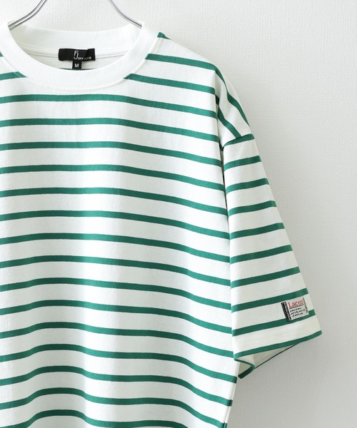 ZIP FIVE(ジップファイブ)の「【ZIP FIVE】【ユニセックス】袖ピスネーム入り ビッグシルエット マルチボーダー半袖Tシャツ(Tシャツ/カットソー・レディース・ホワイト×ブラック/ホワイト×グリーン/ホワイト×ブルー/クリーム/ホワイト×ネイビー/ブラック×ホワイト/ベージュ系・SMALL/LARGE/MEDIUM)」の20枚目の写真