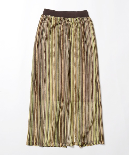 ＋81BRANCA（ハチイチブランカ）の「▲+81BRANCA/ハチイチブランカ MULTI STRIPE SHEER SK ジャガードスカート 透け編み シアー（スカート・レディース・イエロー/オレンジ・FREE）」の21枚目の写真