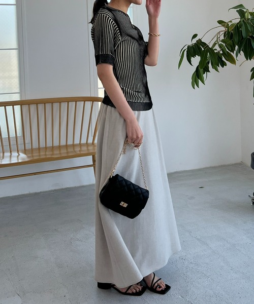 un dix cors（アンディコール）の「リネン混フレアスカート（スカート・レディース・ブラック/グレー系その他/ピンク・FREE）」の6枚目の写真