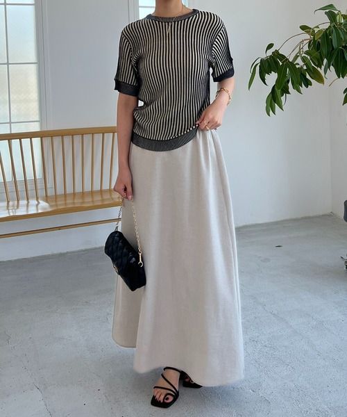 un dix cors（アンディコール）の「リネン混フレアスカート（スカート・レディース・ブラック/グレー系その他/ピンク・FREE）」の4枚目の写真