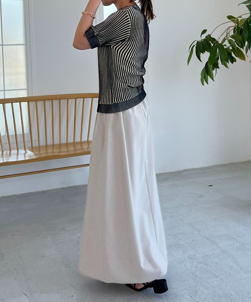 un dix cors（アンディコール）の「リネン混フレアスカート（スカート・レディース・ブラック/グレー系その他/ピンク・FREE）」の5枚目の写真