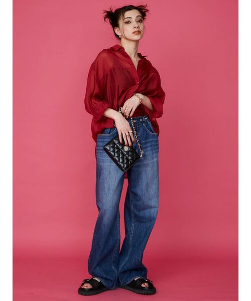 EVRIS（エヴリス）の「シアーオーバーシャツ（シャツ/ブラウス・レディース・ブルー/ネイビー/ホワイト/レッド/ピンク・FREE）」の19枚目の写真