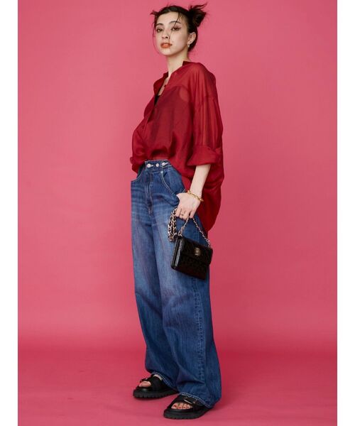 EVRIS（エヴリス）の「シアーオーバーシャツ（シャツ/ブラウス・レディース・ブルー/ネイビー/ホワイト/レッド/ピンク・FREE）」の20枚目の写真