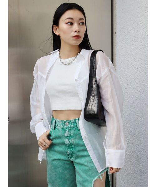 EVRIS（エヴリス）の「シアーオーバーシャツ（シャツ/ブラウス・レディース・ブルー/ネイビー/ホワイト/レッド/ピンク・FREE）」の22枚目の写真