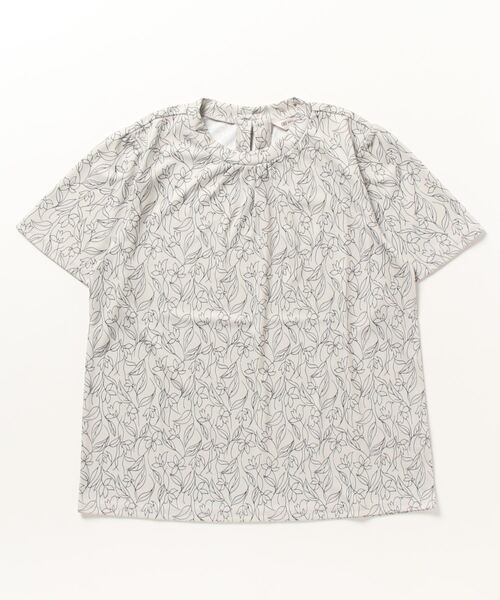 TOKYO SHIRTS(トウキョウシャツ)の「スタンドネック 半袖プリントブラウス(シャツ/ブラウス・レディース・オフホワイト/ベージュ/ブラック・M/L)」の2枚目の写真