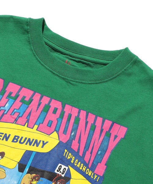 FREAK'S STORE（フリークスストア）の「GREEN BUNNY/グリーンバニー GREEN BUNNY HOTDOG/スペシャルTEE/プリント リブカットソー（Tシャツ/カットソー・メンズ・グリーン/グレー・LARGE/MEDIUM/X-LARGE）」の4枚目の写真