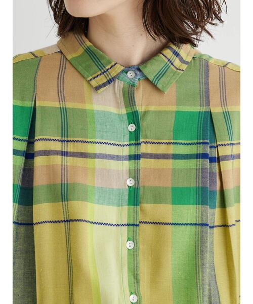 Green　Parks（グリーンパークス）の「I　襟付きワンピース（ワンピース・レディース・チェック/グリーン/ダークネイビー・FREE）」の10枚目の写真