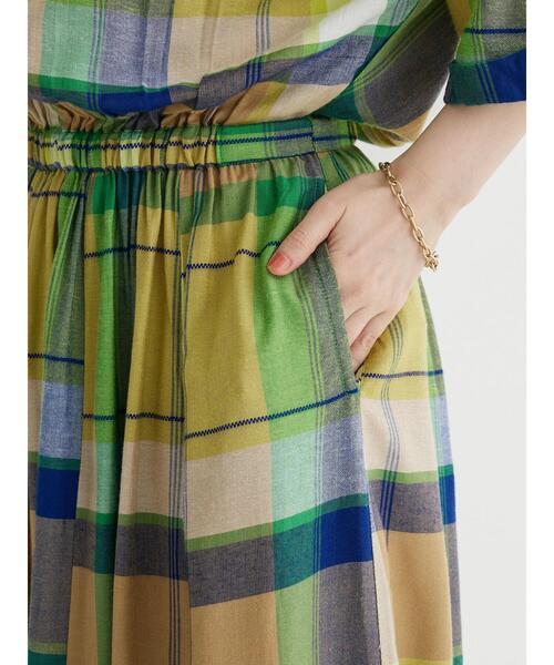 Green　Parks（グリーンパークス）の「I　襟付きワンピース（ワンピース・レディース・チェック/グリーン/ダークネイビー・FREE）」の12枚目の写真