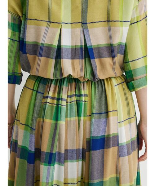 Green　Parks（グリーンパークス）の「I　襟付きワンピース（ワンピース・レディース・チェック/グリーン/ダークネイビー・FREE）」の13枚目の写真
