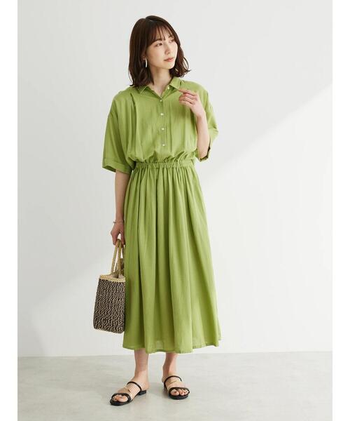 Green　Parks（グリーンパークス）の「I　襟付きワンピース（ワンピース・レディース・チェック/グリーン/ダークネイビー・FREE）」の14枚目の写真