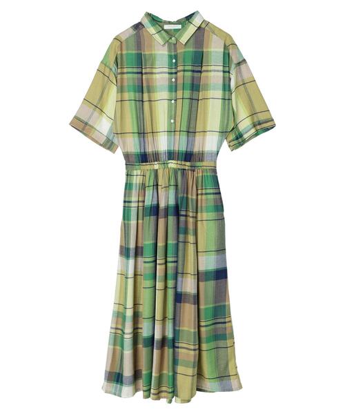 Green　Parks（グリーンパークス）の「I　襟付きワンピース（ワンピース・レディース・チェック/グリーン/ダークネイビー・FREE）」の19枚目の写真