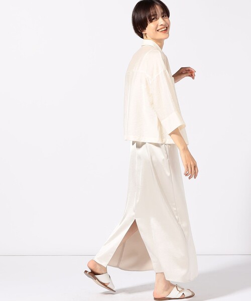 NOLLEY’S（ノーリーズ）の「クロップドシャツ（シャツ/ブラウス・レディース・ブラック/キナリ/ライトグリーン・38）」の9枚目の写真