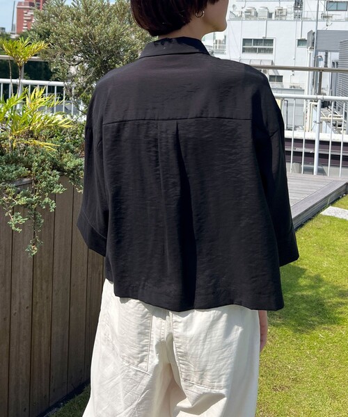 NOLLEY’S（ノーリーズ）の「クロップドシャツ（シャツ/ブラウス・レディース・ブラック/キナリ/ライトグリーン・38）」の15枚目の写真