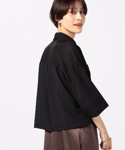 NOLLEY’S（ノーリーズ）の「クロップドシャツ（シャツ/ブラウス・レディース・ブラック/キナリ/ライトグリーン・38）」の16枚目の写真