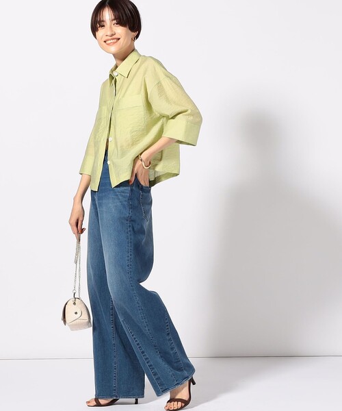 NOLLEY’S（ノーリーズ）の「クロップドシャツ（シャツ/ブラウス・レディース・ブラック/キナリ/ライトグリーン・38）」の12枚目の写真