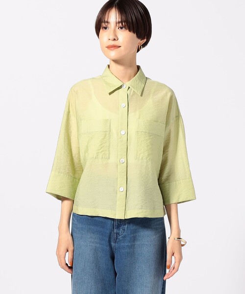 NOLLEY’S（ノーリーズ）の「クロップドシャツ（シャツ/ブラウス・レディース・ブラック/キナリ/ライトグリーン・38）」の17枚目の写真