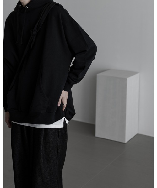 remer（リメール）の「loose heavy cotton over parker / ルーズヘビーコットンオーバーパーカー（パーカー・メンズ・ブラック/モカ/ライトグレー/ブルーグレー・SMALL/MEDIUM/LARGE）」の10枚目の写真