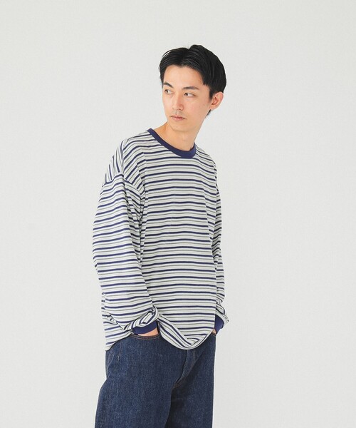 新品 BEAMS別注ULTERIOR スビンコットン ロングスリーブ Tシャツ紺 Brilla per il gusto（ブリッラ ペル イル グスト）【別注