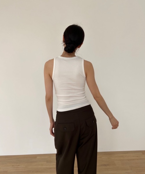 Didot.showroom(ディドット ショールーム)の「スムースアメスリタンクトップ(パッド入り)(タンクトップ・レディース・ホワイト/チャコールグレー/ブラック/ヘザーグレー/グレイッシュベージュ・FREE)」の17枚目の写真