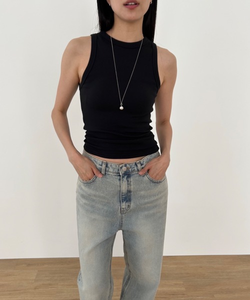 Didot.showroom(ディドット ショールーム)の「スムースアメスリタンクトップ(パッド入り)(タンクトップ・レディース・ホワイト/チャコールグレー/ブラック/ヘザーグレー/グレイッシュベージュ・FREE)」の21枚目の写真