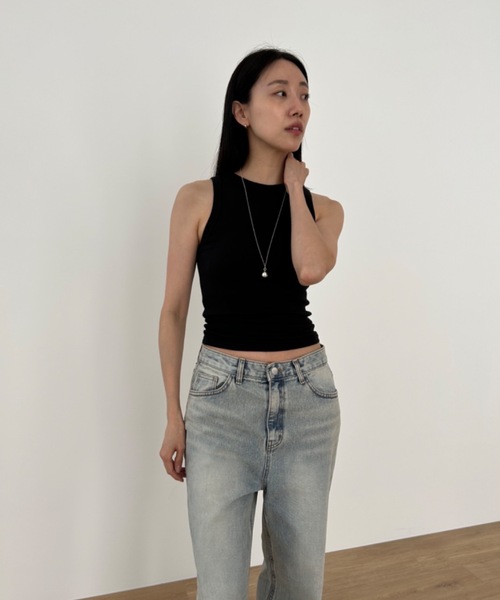 Didot.showroom(ディドット ショールーム)の「スムースアメスリタンクトップ(パッド入り)(タンクトップ・レディース・ホワイト/チャコールグレー/ブラック/ヘザーグレー/グレイッシュベージュ・FREE)」の8枚目の写真