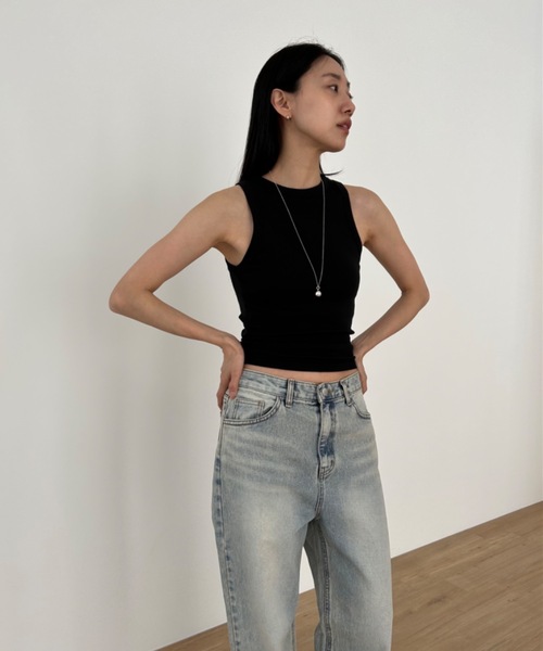 Didot.showroom(ディドット ショールーム)の「スムースアメスリタンクトップ(パッド入り)(タンクトップ・レディース・ホワイト/チャコールグレー/ブラック/ヘザーグレー/グレイッシュベージュ・FREE)」の12枚目の写真