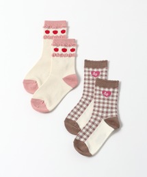 KP DECO | 日本製/リンゴモチーフとギンガムチェックのソックス２足セット(ソックス/靴下)