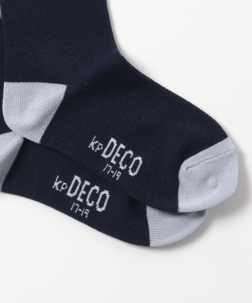 KP DECO（ケーピーデコ）の「日本製/リンゴモチーフとギンガムチェックのソックス２足セット（ソックス/靴下・キッズ・ネイビー/アイボリー・16cm/18cm/20cm/22cm/14cm）」の6枚目の写真