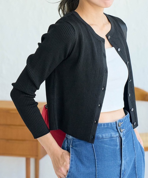 ROPE' PICNIC（ロペピクニック）の「ショートレングスラメカーディガン（カーディガン/ボレロ・レディース・ブラウン系その他2/ブラック・38）」の14枚目の写真