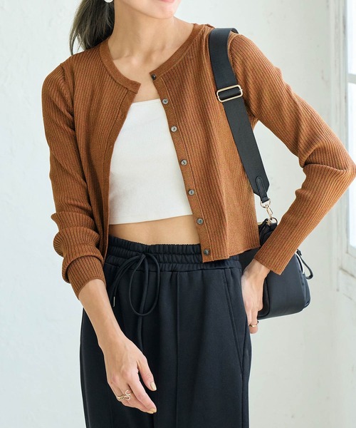 ROPE' PICNIC（ロペピクニック）の「ショートレングスラメカーディガン（カーディガン/ボレロ・レディース・ブラウン系その他2/ブラック・38）」の16枚目の写真