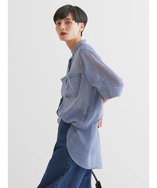 AMERICAN HOLIC（アメリカンホリック）の「シアーバックフレアWポケットシャツチュニック（シャツ/ブラウス・レディース・ネイビー/ピンク/グリーン/アイボリー/ブルー系その他4・M/L）」の15枚目の写真