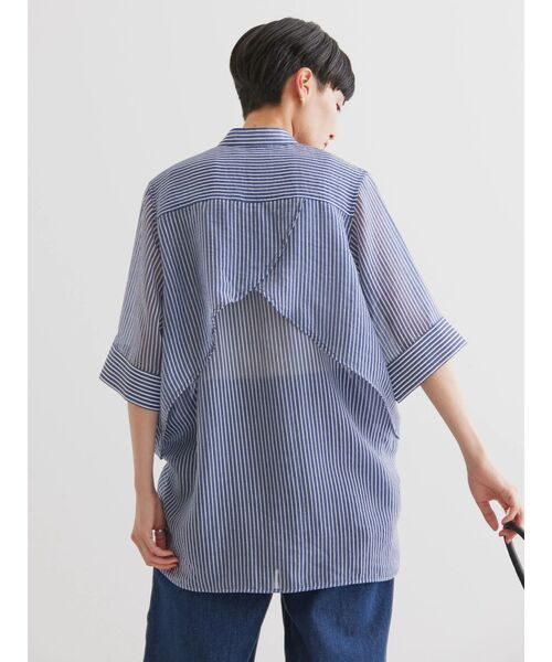 778y*美品 イエナ取扱 HAVEL studio バックフレアシャツ セール】シアーバックフレアWポケットシャツチュニック（シャツ